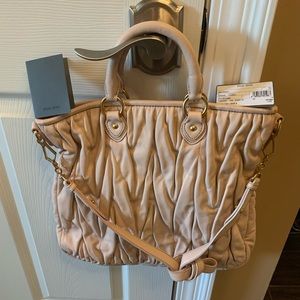 Miu Miu Matelasse Pink Napa Leather Tote - Tags